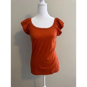 Banana Republic Burnt Orange Flutter Sleeve Blouse Size Small